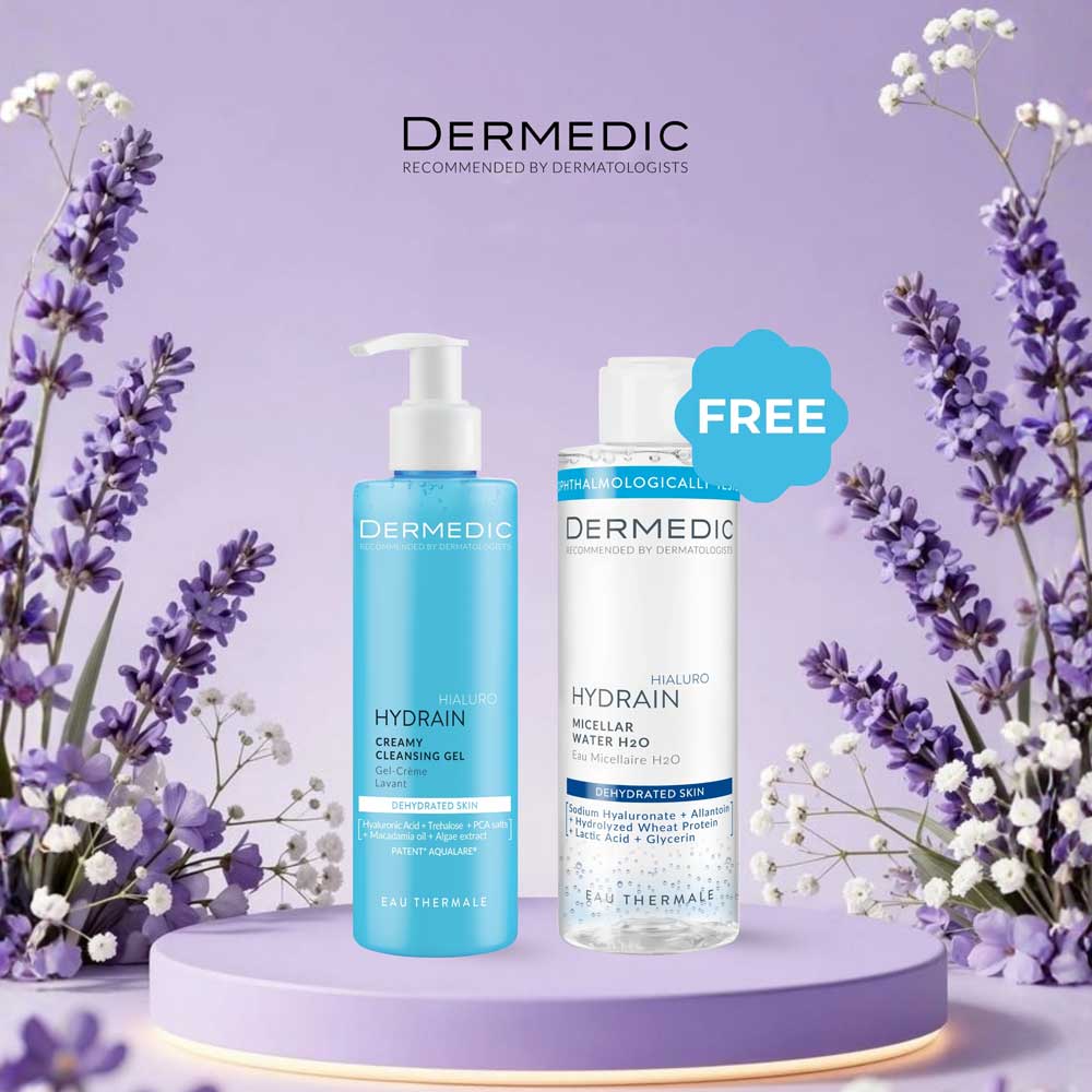 DERMEDIC HYDRAIN3-Creamy Cleansing Gel 200ML + Micellar Water free