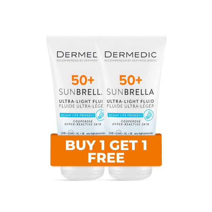 DERMEDIC SUNBRELLA Ultra-Light Fluid SPF 50 + Couperose Hyper-Reactive Skin 40ML BUY 1 GET 1 FRE