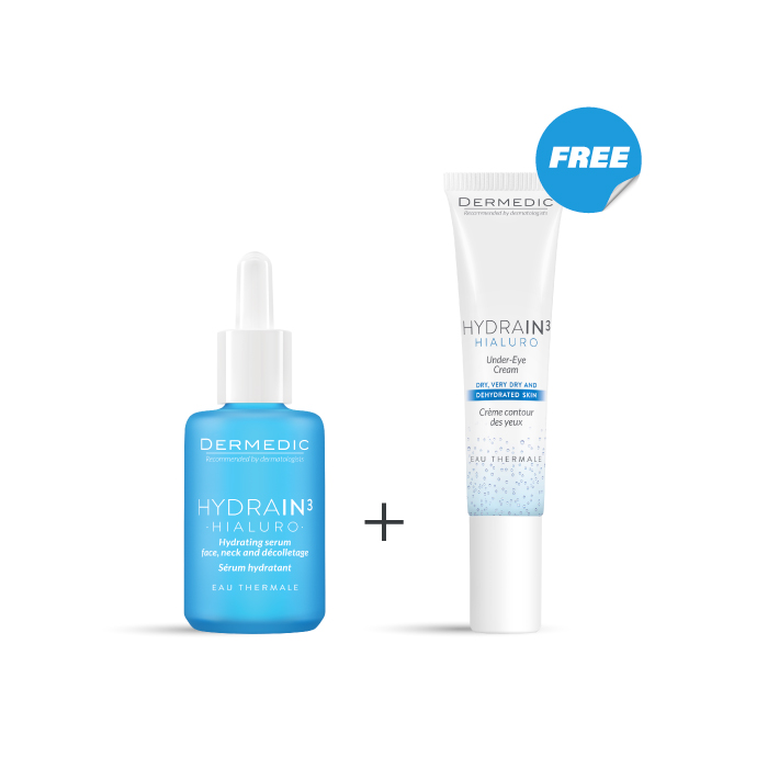 DERMEDIC HYDRAIN-Hydrating Serum 30ML + Under Eye Cream 15ML FOR FREE