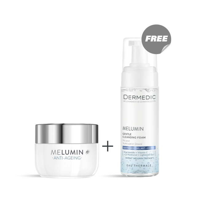 DERMEDIC MELUMIN Brightening Protective Day Cream SPF 50+ 55ML + Gentle Cleansing Foam 170ML FOR FREE