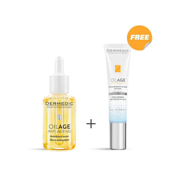 DERMEDIC OILAGE Antioxidant Serum 30ML + Concentrated Anti-Wrinkle Eye Cream 15ML FOR FREE