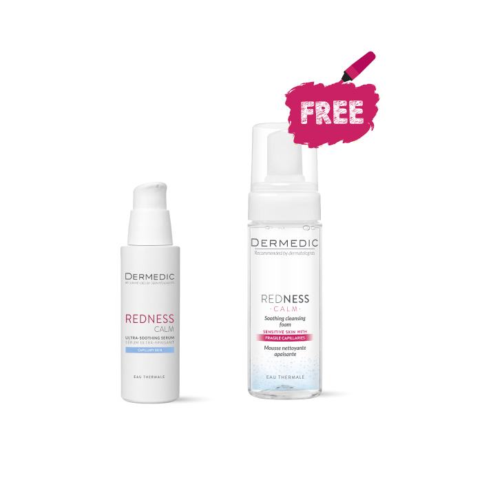 DERMEDIC REDNESS-Ultra-Soothing Serum 30ML +Soothing Cleansing Foam 170ML FOR FREE