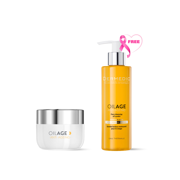 DERMEDIC OILAGE Repairing Night Cream Restoring Skin Density 50ML + Face Cleansing Oil Syndet 200ML FOR FREE