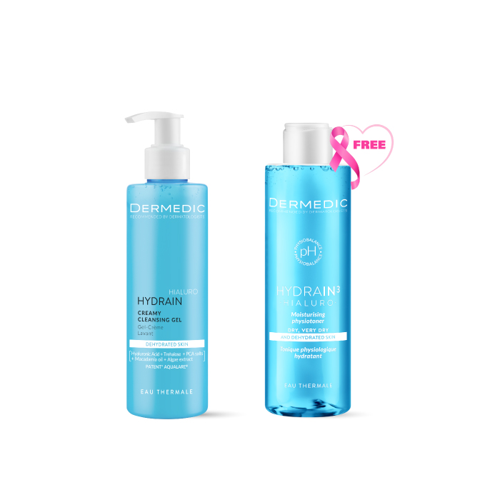 DERMEDIC HYDRAIN3-Creamy Cleansing Gel 200ML + Moisturising Physiotoner 200ml FOR FREE